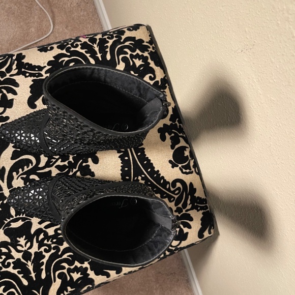 Black Stiletto Studded Back Zip Ankle Boots - Picture 6 of 10